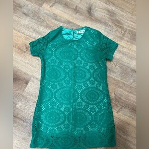 Green Lace Short Sleeve Dress